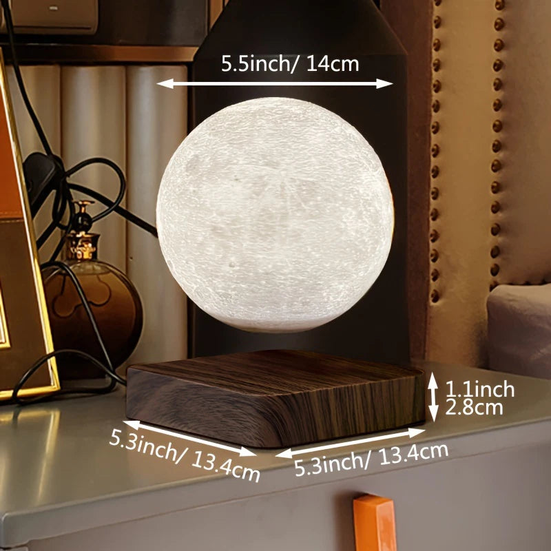 Levitating Moon Table Lamp - Magical Floating Night Light with 3 Lighting Modes, Perfect 3D Printed Bedside Decor