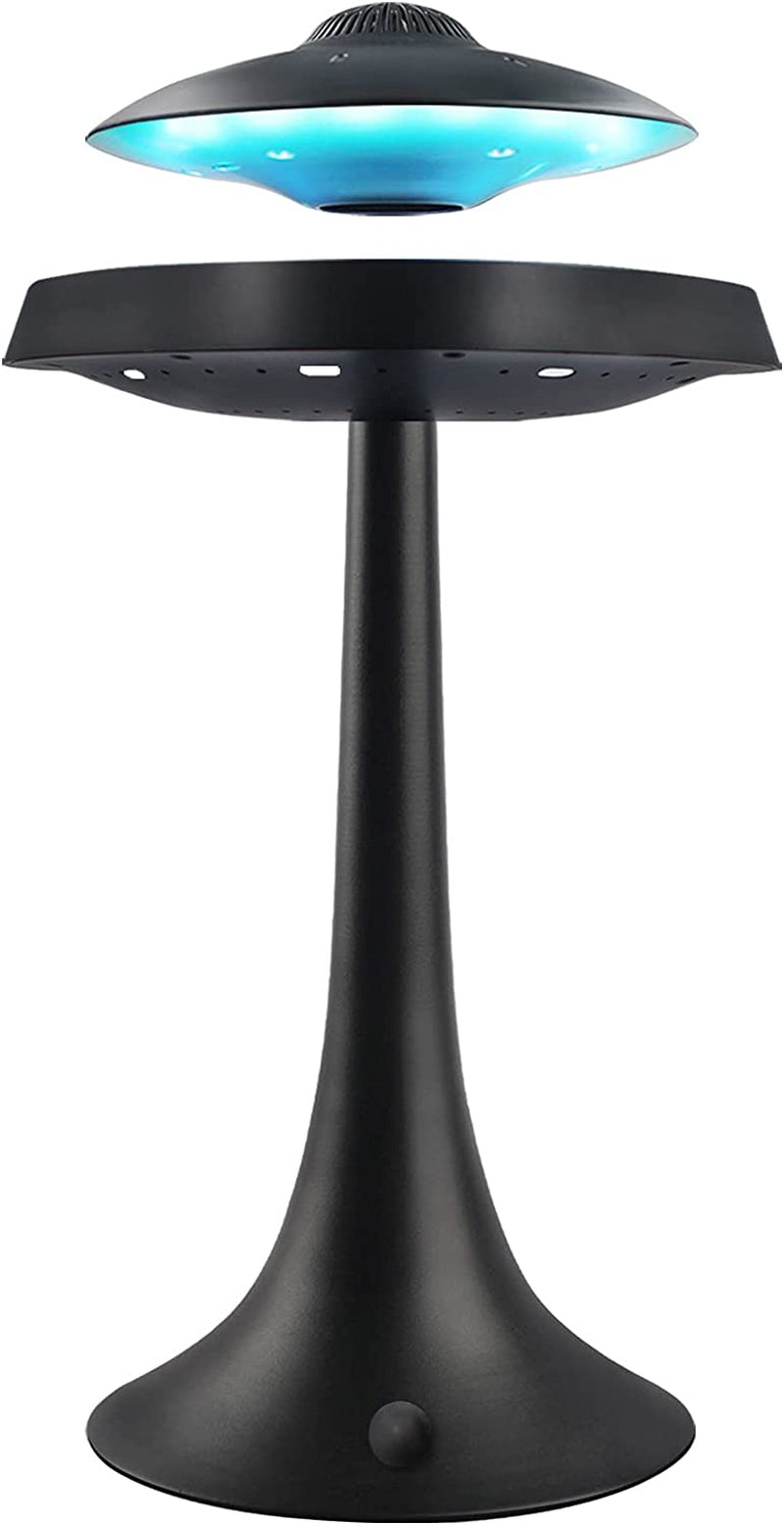 Magnetic Levitating UFO Bluetooth Speaker & Colorful Light Show Lamp - Unique Office & Home Decor Gadget, Perfect Birthday & Christmas Gift for Men (Black)