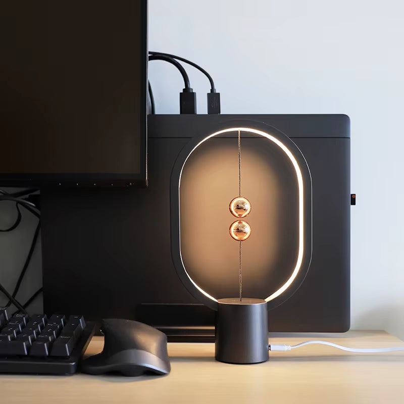 2022 Newest USB Powered Mini HENG Ellipse Magnetic Mid-Air Switch Night Light Balance LED Table Lamp Office Home Decor