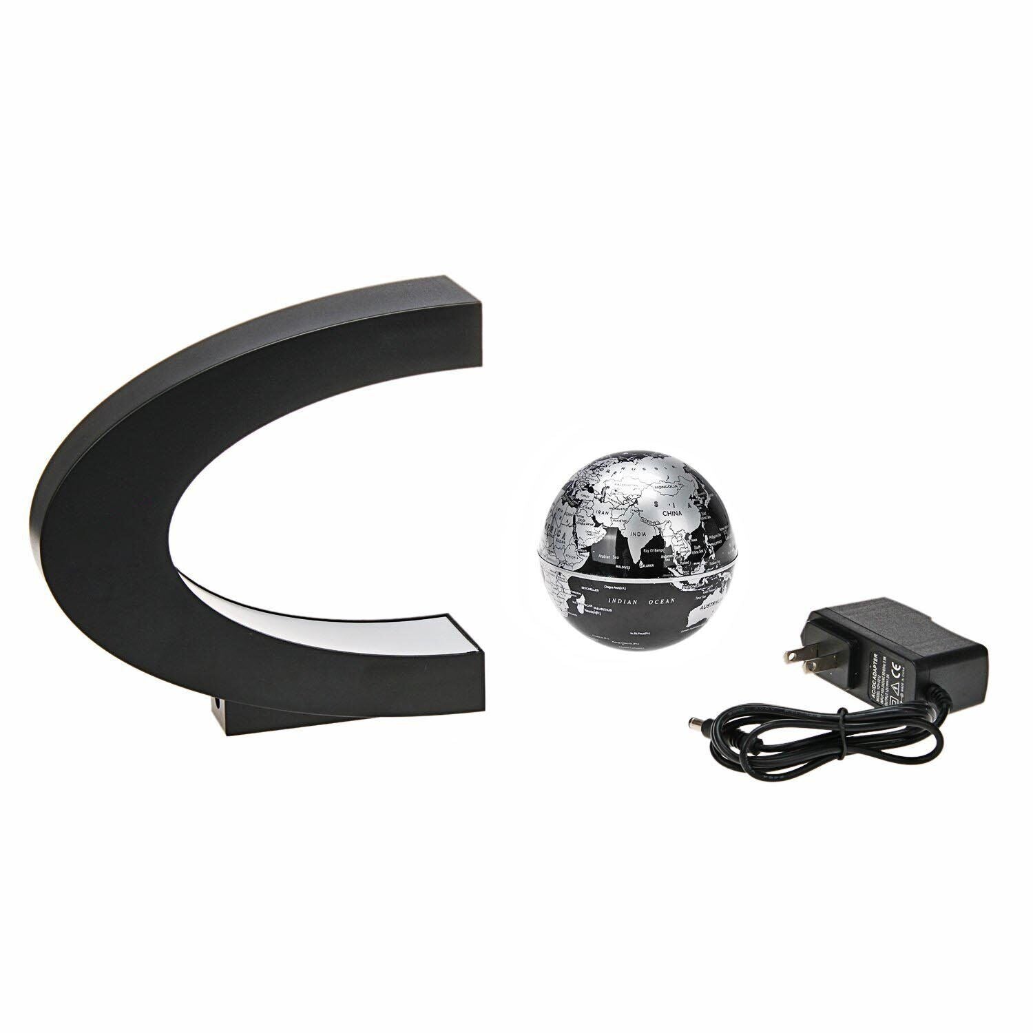 Floating Globe with LED Lights C Shape Magnetic Levitation Floating Globe Wor...