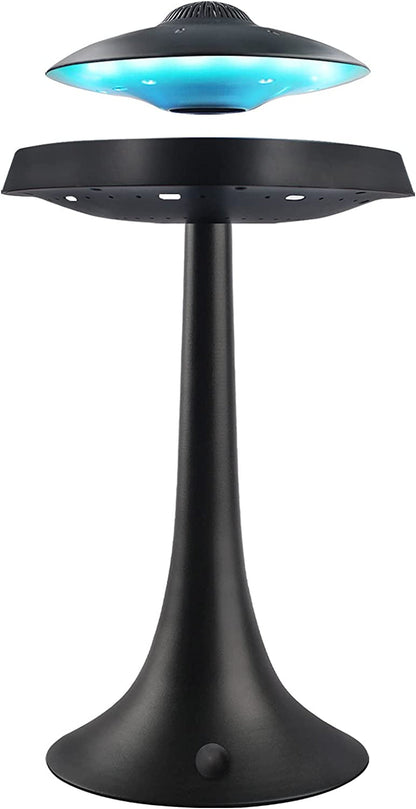 Magnetic Levitating UFO Bluetooth Speaker & Colorful Light Show Lamp - Unique Office & Home Decor Gadget, Perfect Birthday & Christmas Gift for Men (Black)