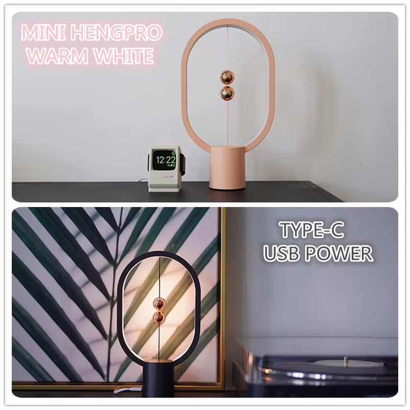 2022 Newest USB Powered Mini HENG Ellipse Magnetic Mid-Air Switch Night Light Balance LED Table Lamp Office Home Decor